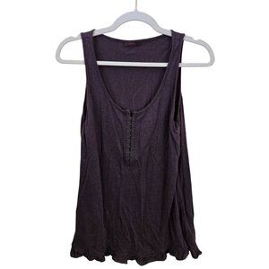 Wrap London Brown 100% Linen Hook And Eye Closure Ruffled Tank Top Size S